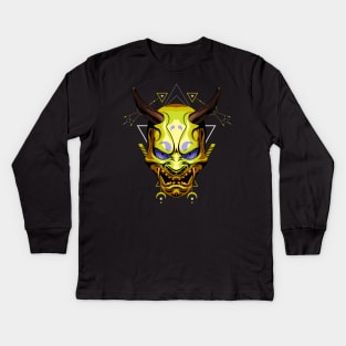 oni mask sacred geometry Kids Long Sleeve T-Shirt